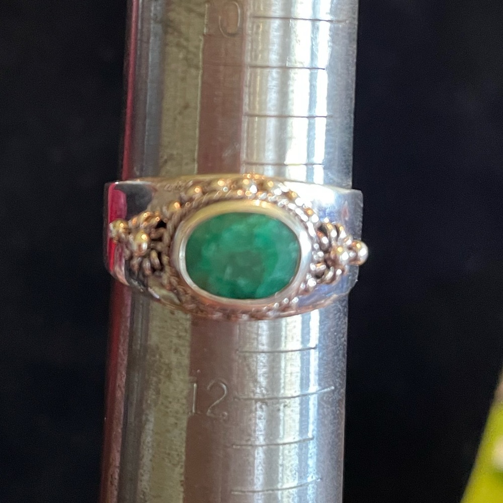 Sterling Silver and Emerald Artisan Ring